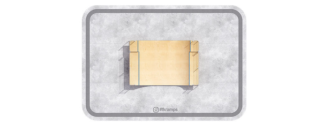 Двухуровневая рампа для скейта на деревянном каркасе вид сверху - FK-ramps