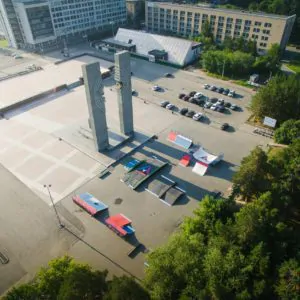 Каркасный скейт-парк в&nbsp;Челябинске на&nbsp;площади Науки